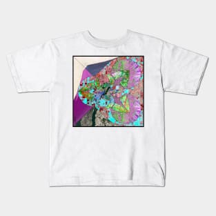 the city and the map geography art collage wallpaper Kids T-Shirt